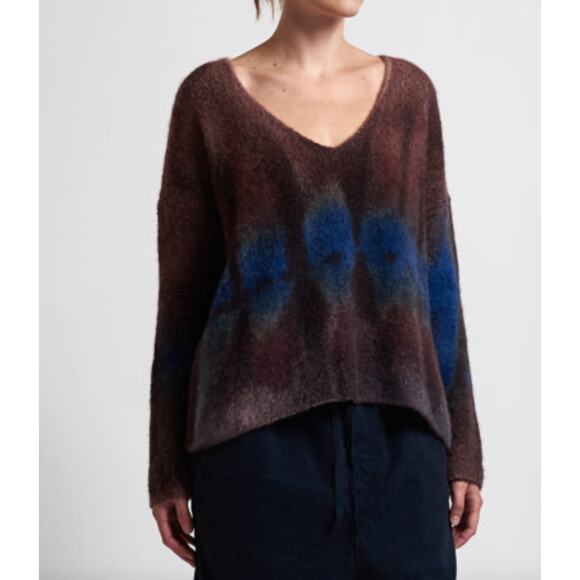 F Cashmere by Fissore Sweaters Tie Dye V-Neck Knit Sweater Large - Picture 1 of 8